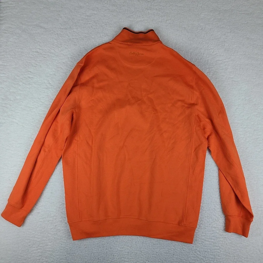 Bobby Jones Sweater Mens Large Orange‎ Solid Quarter Zip Peruvian Pima Cotton